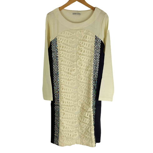 ツモリチサト TSUMORI CHISATO 猫レース 切替 スパンコール ニットワンピース レディース 2