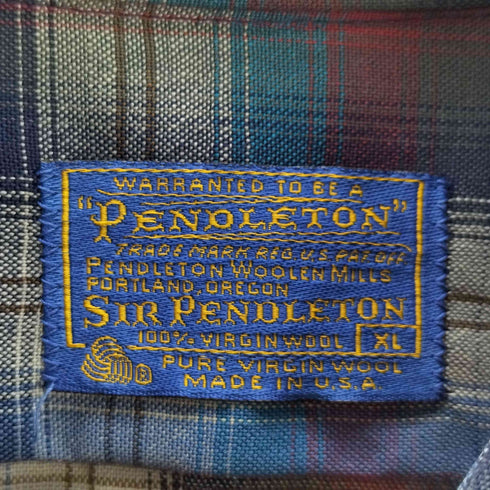 ペンドルトン PENDLETON 70S SIR PENDLETON チェック柄 ウールシャツ メンズ JPN:XL