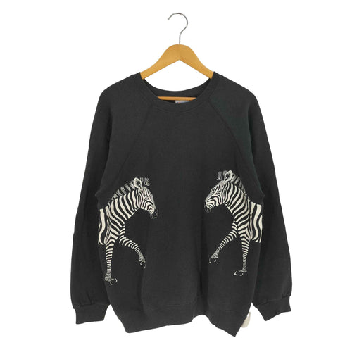 ヘインズ Hanes 80s USA製 シマウマ アニマルプリント クルーネックスウェット メンズ import:XL