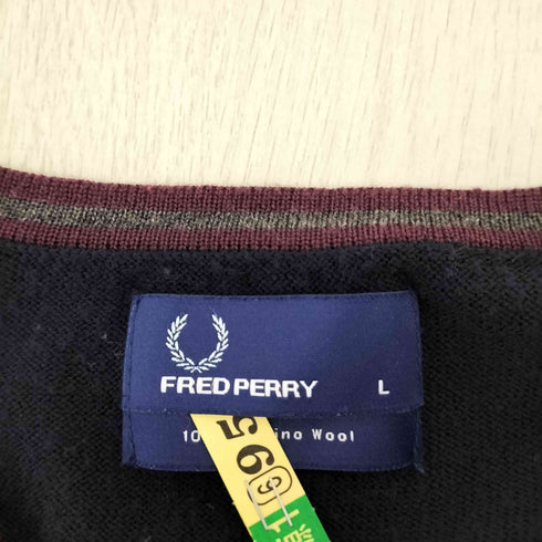 フレッドペリー FRED PERRY ロゴ刺繍ウールセーター メンズ import:L