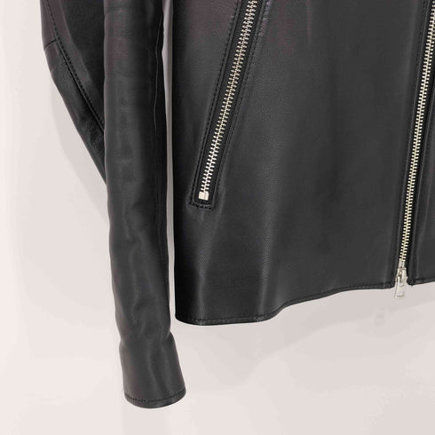 リドム LIDnM シープレザー スタンドカラー ダブルジップ シングルライダースジャケット メンズ JPN:S