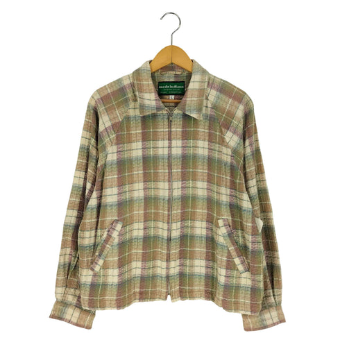 moda indiana インドコットン チェック ジップアップジャケット メンズ import:L