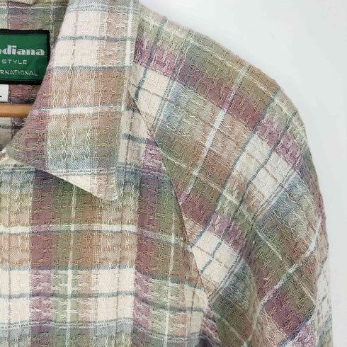 moda indiana インドコットン チェック ジップアップジャケット メンズ import:L