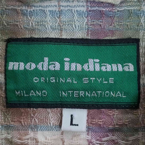 moda indiana インドコットン チェック ジップアップジャケット メンズ import:L