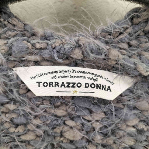 トラッゾドンナ Torrazzo Donna アクリル混 編み込み シャギーガウンカーディガン レディース
