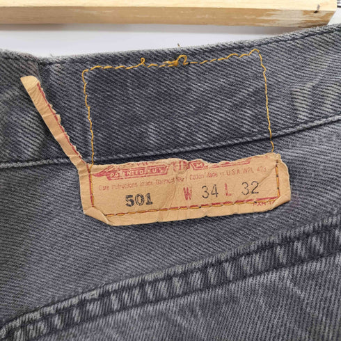 リーバイス Levis USA製 90S 501 ボタンフライブラックデニムパンツ 後染め 93年製 メンズ W34 L32