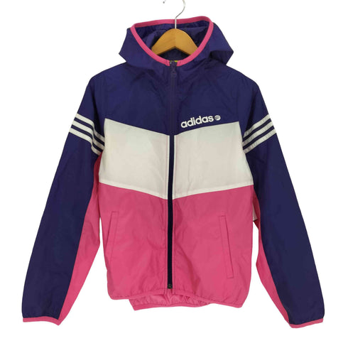 アディダス adidas ロゴ プリント スイッチングカラー ジップアップ パーカー ジャケット レディース JPN:S