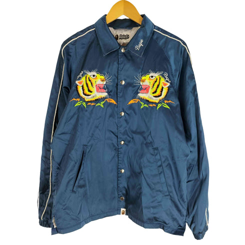 アベイシングエイプ A BATHING APE 20AW TIGER EMBROIDERY COACH JACKET 虎刺繍 サテン コーチジャケット メンズ JPN:M
