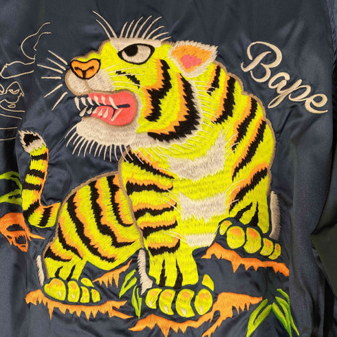 アベイシングエイプ A BATHING APE 20AW TIGER EMBROIDERY COACH JACKET 虎刺繍 サテン コーチジャケット メンズ JPN:M