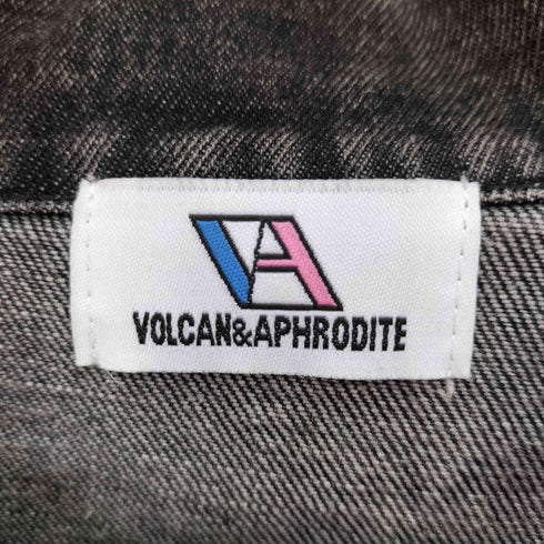 ヴォルカンアンドアフロダイティ VOLCAN&APHRODITE ウォッシャブル フラップポケット ブラック デニム トラッカー ジャケット メンズ FREE