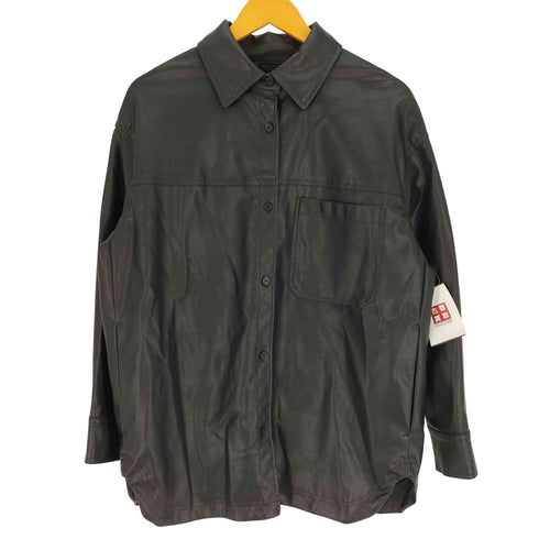 エイチアンドエム H&M フェイクレザー シャツ ジャケット レディース import:M