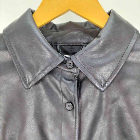 エイチアンドエム H&M フェイクレザー シャツ ジャケット レディース import:M