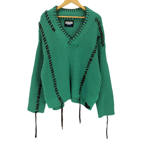 メゾンスペシャル MAISON SPECIAL Oni-Waffle Embroidery Prime-Over V-Neck Knit Pullover メンズ JPN:0