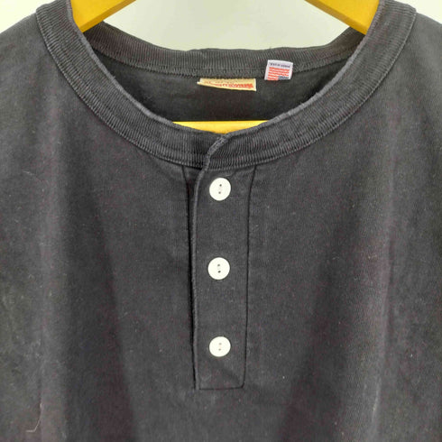 ヘルスニット Healthknit USA製 製品染 ヘンリーネック S/S Tシャツ 猫目ボタン メンズ import:XL