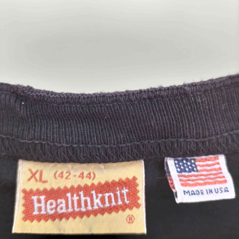 ヘルスニット Healthknit USA製 製品染 ヘンリーネック S/S Tシャツ 猫目ボタン メンズ import:XL