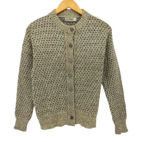 エルエルビーン L.L.Bean 80S バーズアイ 総柄ニットカーディガン レディース import:M