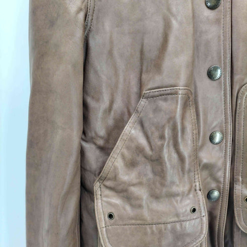 ローレンラルフローレン LAUREN RALPH LAUREN ロゴ刻印ボタン レザー ジャケット レディース import:S