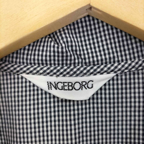 インゲボルグ INGEBORG ウエストベルト ギンガムチェックボタンシャツワンピース レディース