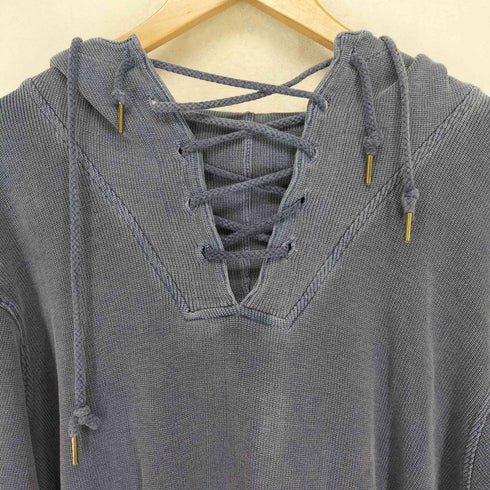 ダナキャランニューヨークジーンズ DKNY JEANS 90S レースアップ コットンニットプルオーバーパーカー 製品染 メンズ M