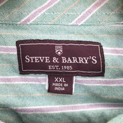 スティーブ バリース STEVE & BARRYS ストライプ ボタンダウン L/S シャツ ビッグサイズ メンズ import:XXL