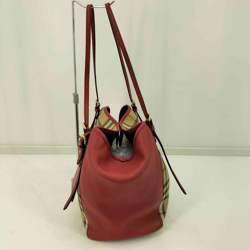 バーバリー BURBERRY ロゴプリント ノバチェック レザー キャンバス切替 トートバッグ レディース