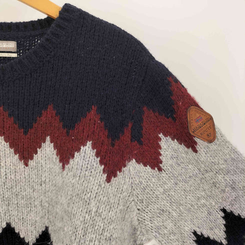 ナパピリ NAPAPIJRI ノルディック柄 アルパカ混 クルーネック ニット メンズ import:L