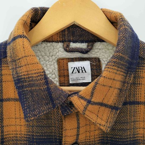 ザラ ZARA 裏地ボアチェック柄シャツジャケット メンズ JPN:L