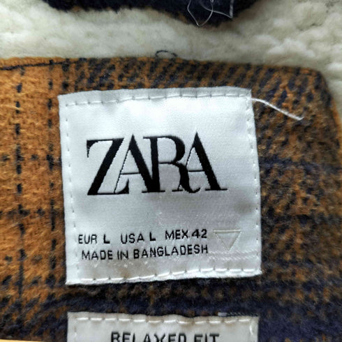 ザラ ZARA 裏地ボアチェック柄シャツジャケット メンズ JPN:L