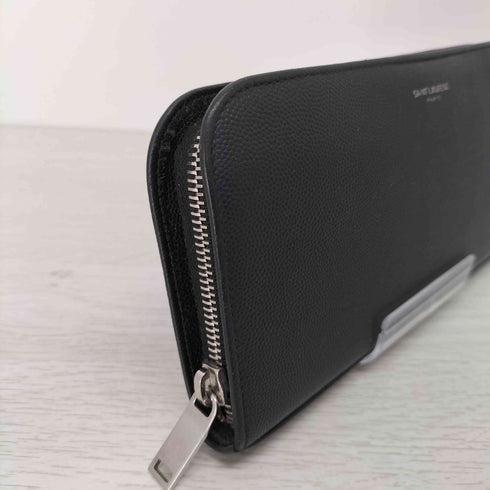 サンローランパリ SAINT LAURENT PARIS ロゴ刻印 レザーロングウォレット シボ革 ラウンドジップ メンズ