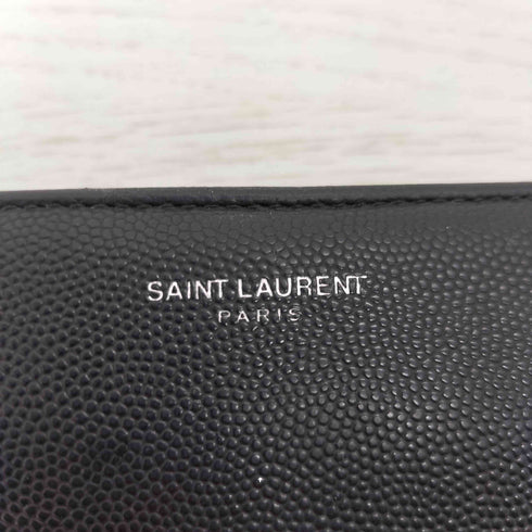 サンローランパリ SAINT LAURENT PARIS ロゴ刻印 レザーロングウォレット シボ革 ラウンドジップ メンズ