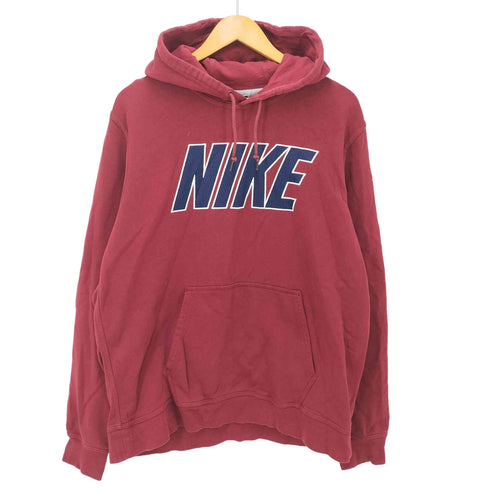 ナイキ NIKE 紺タグ メッシュロゴ刺繍 プルオーバーパーカー メンズ XL