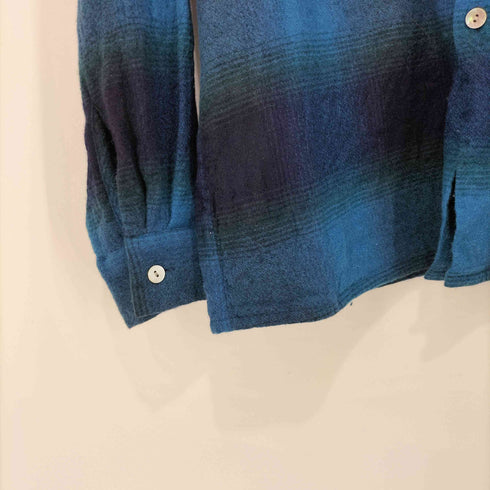 ウル URU 17AW オンブレチェック ウール ロングスリーブオープンカラーシャツ メンズ JPN:3