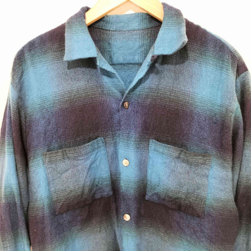 ウル URU 17AW オンブレチェック ウール ロングスリーブオープンカラーシャツ メンズ JPN:3