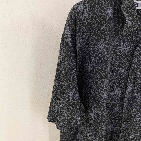 UNTIED 総柄 シルク100% S/S 開襟シャツ メンズ 2XL