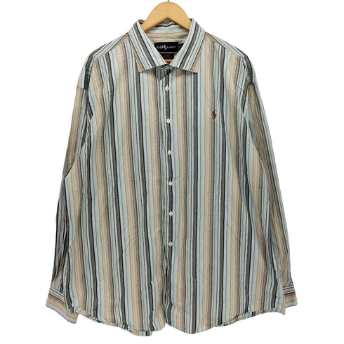 ラルフローレン RALPH LAUREN BLAKE ポニー刺繍 ストライプ柄 L/S シャツ ビッグサイズ メンズ import:L