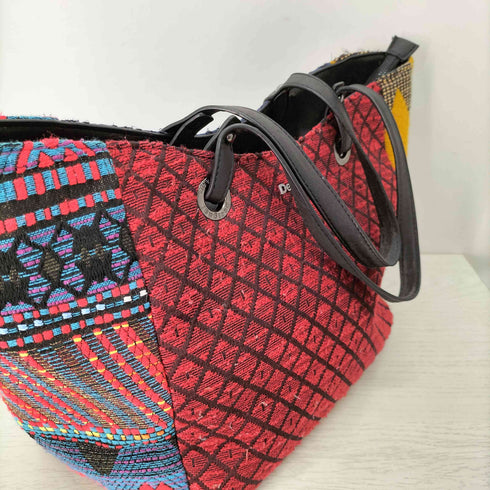 デシグアル Desigual BOLS_LEON TOGO ツイードパッチワークトートバッグ レディース