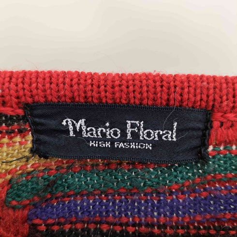 Mario Floral 総柄 ウールアクリル クルーネック 3D ニット メンズ