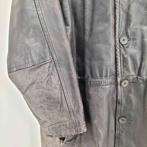 ネクストステージ NEXT STAGE 90-00S 韓国製 レザー ジップアップ ステンカラー ショート コート メンズ LL