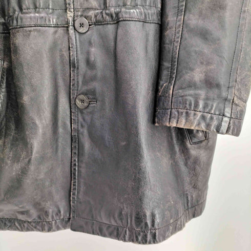 ネクストステージ NEXT STAGE 90-00S 韓国製 レザー ジップアップ ステンカラー ショート コート メンズ LL