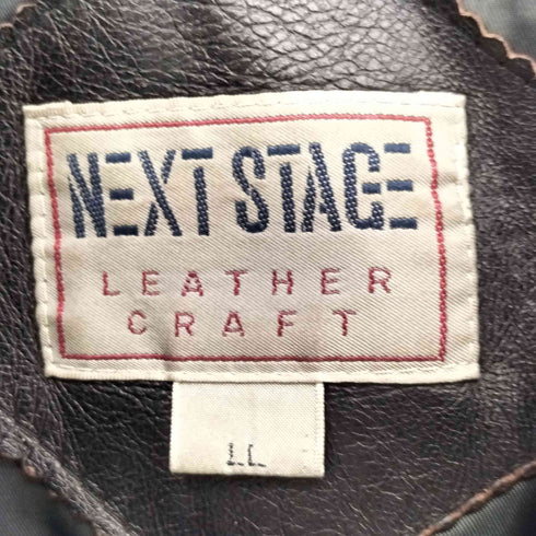 ネクストステージ NEXT STAGE 90-00S 韓国製 レザー ジップアップ ステンカラー ショート コート メンズ LL