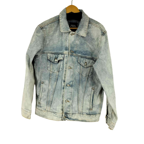 ザラ ZARA バックビッグプリントデニムジャケット メンズ import:S