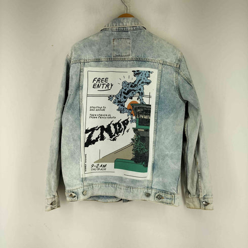 ザラ ZARA バックビッグプリントデニムジャケット メンズ import:S