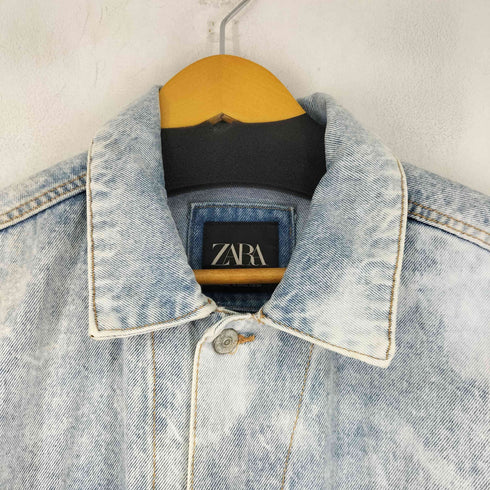 ザラ ZARA バックビッグプリントデニムジャケット メンズ import:S
