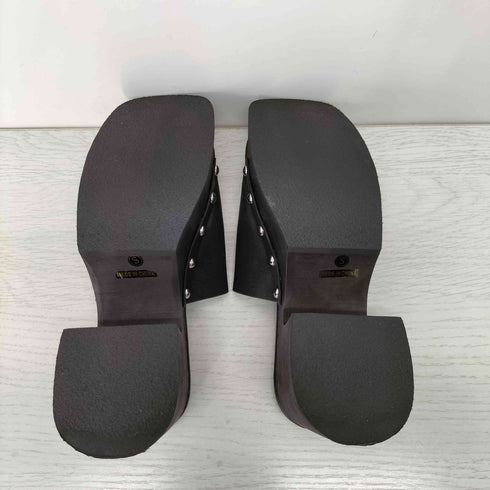 マウジー moussy スタッズ レザー厚底スクエアサンダル レディース JPN:S