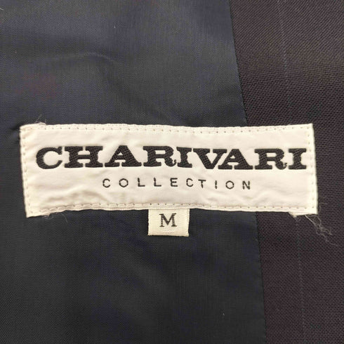 CHARIVARI ウール ストライプ ダブルブレスト テーラードジャケット 2タック スラックス パンツ セットアップ レディース M