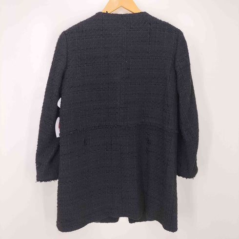 ザラ ZARA ノーカラーツイードジャケット レディース L