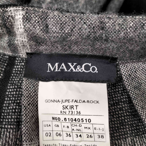 マックスアンドコー MAX & CO. アシンメトリーデザインウールチェックプリーツスカート レディース 38
