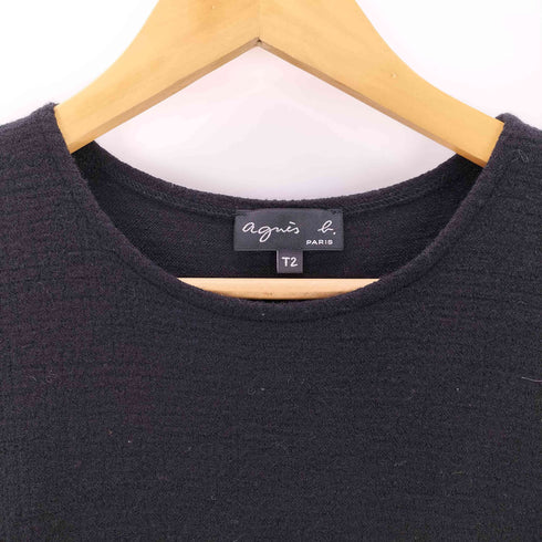 アニエスベー agnes b. 切替 ウール 半袖ワンピース レディース T2
