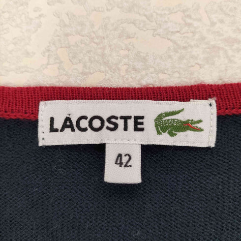 ラコステ LACOSTE ラインデザインクルーネックカーディガン レディース 42