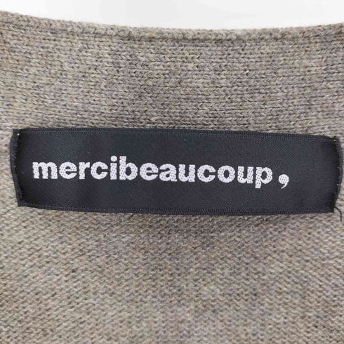 メルシーボークー mercibeaucoup 総柄 編み 切替 コットン ウール ニット カーディガン レディース JPN:1